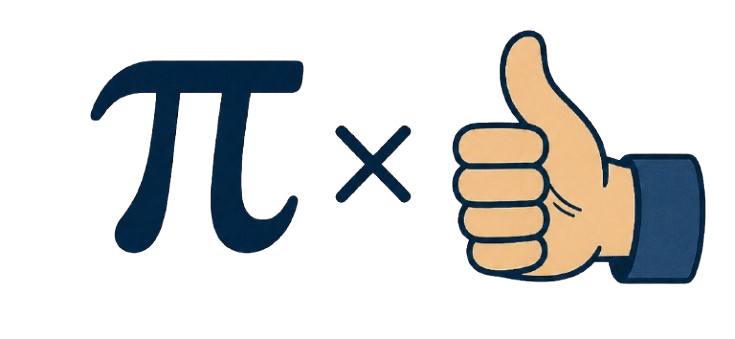 Pi Mal Daumen Logo: das Zeichen Pi mal ein Daumen-hoch-Symbol